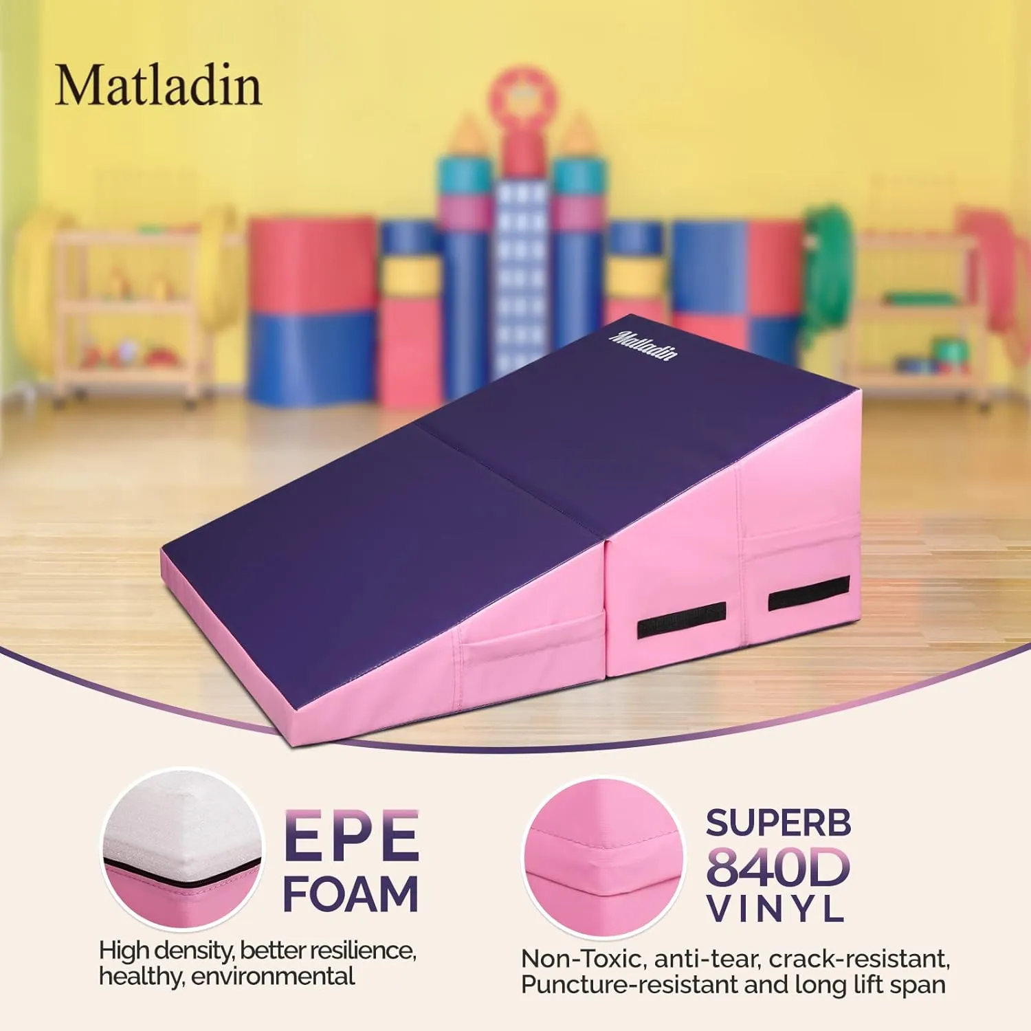 Incline Gymnastics Wedge Mat, Folding Gymnastics Mat for Kids Girls Home Training Exercise