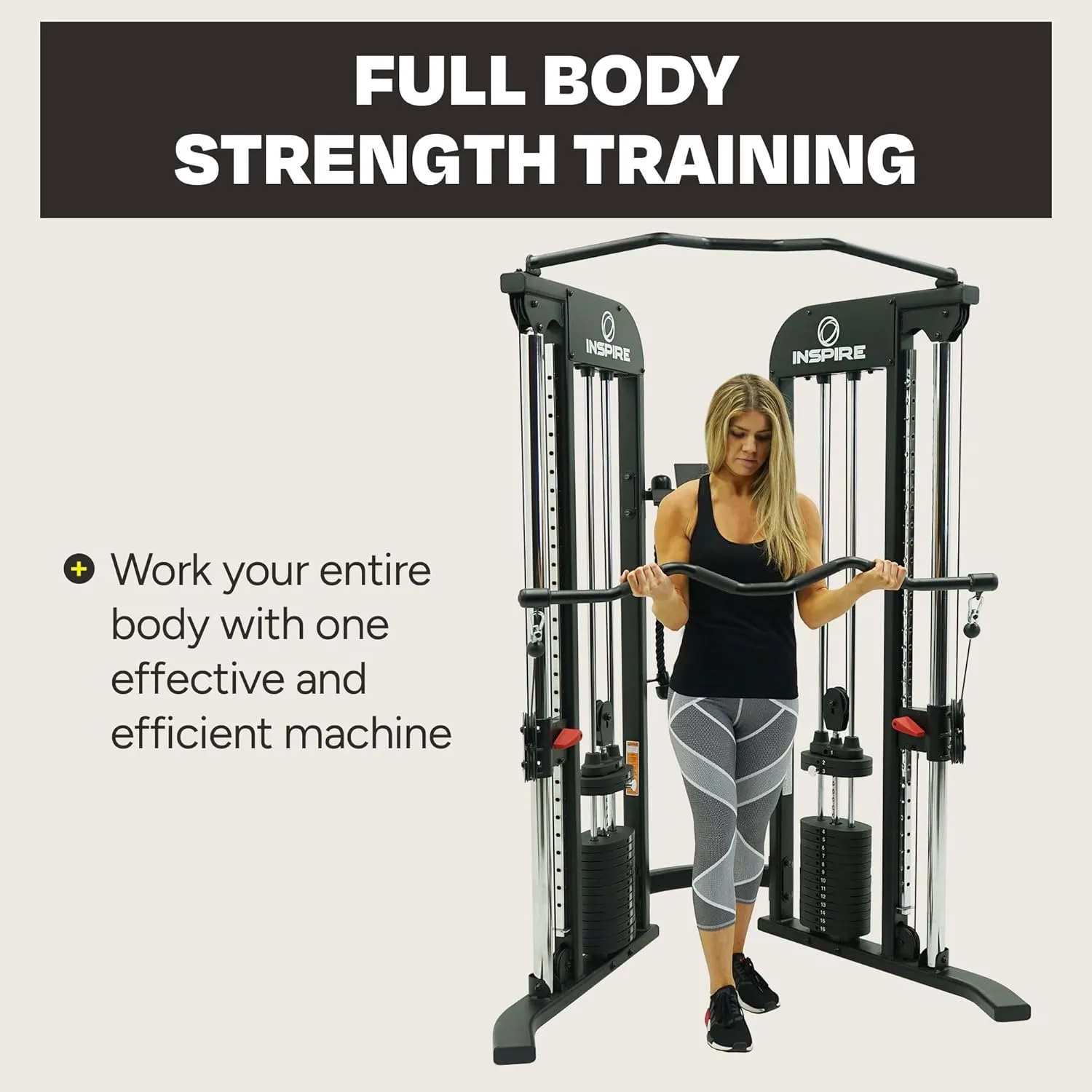 Inspire Fitness FTX Functional Trainer - Compact at Home Workout Machine with Accessories - Space Saving Design - Home Gym Cable Machine and Two 165 lb Weight Stacks