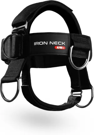Iron Neck Trainer Alpha Plus, Advanced Neck Harness for Strengthening, Portable Head Weight Lifting Harness with Vertical Adjustment Strap for Improved Fitting, for Home and Gym Use