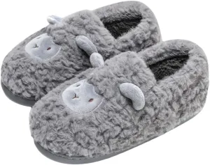 JadeRich Women's Cute Animal Slippers Winter Warm Fuzzy Plush House Slipper Cartoon Sheep Indoor Shoes