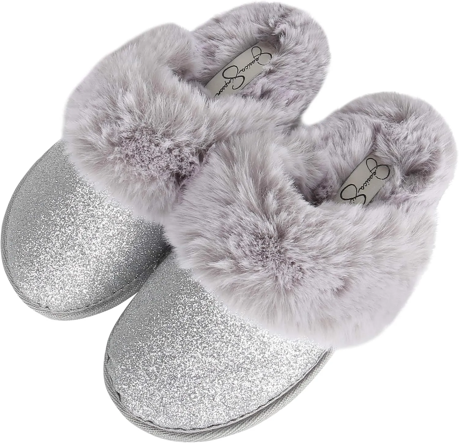 Jessica Simpson Girls Comfy Slippers - Cute Faux Fur Slip-on Shoes Memory Foam House Slipper