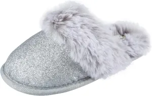 Jessica Simpson Girls Comfy Slippers - Cute Faux Fur Slip-on Shoes Memory Foam House Slipper