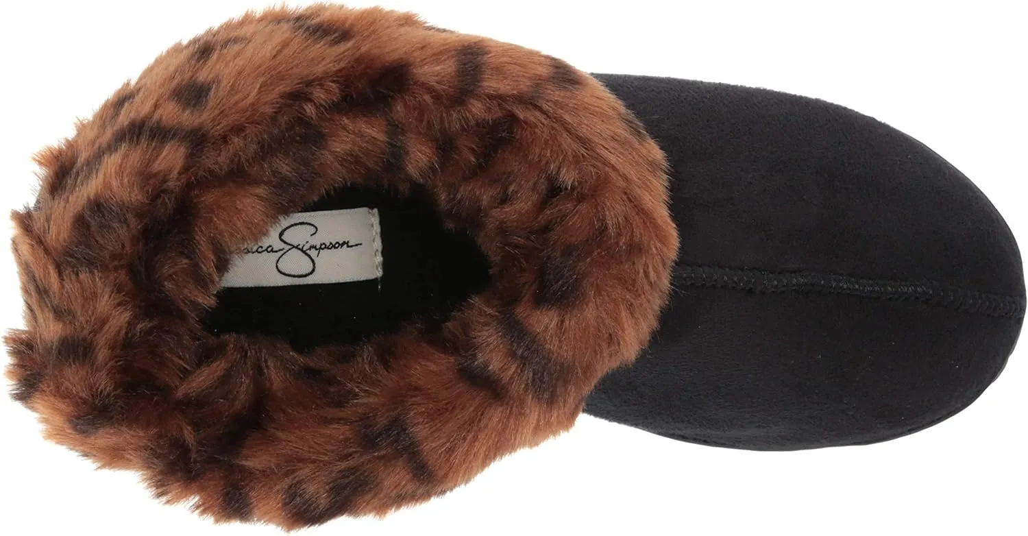 Jessica Simpson Women's and Girls Microsuede Super Soft Bootie Slippers with Indoor Outdoor Sole- Mommy & Me Set Options