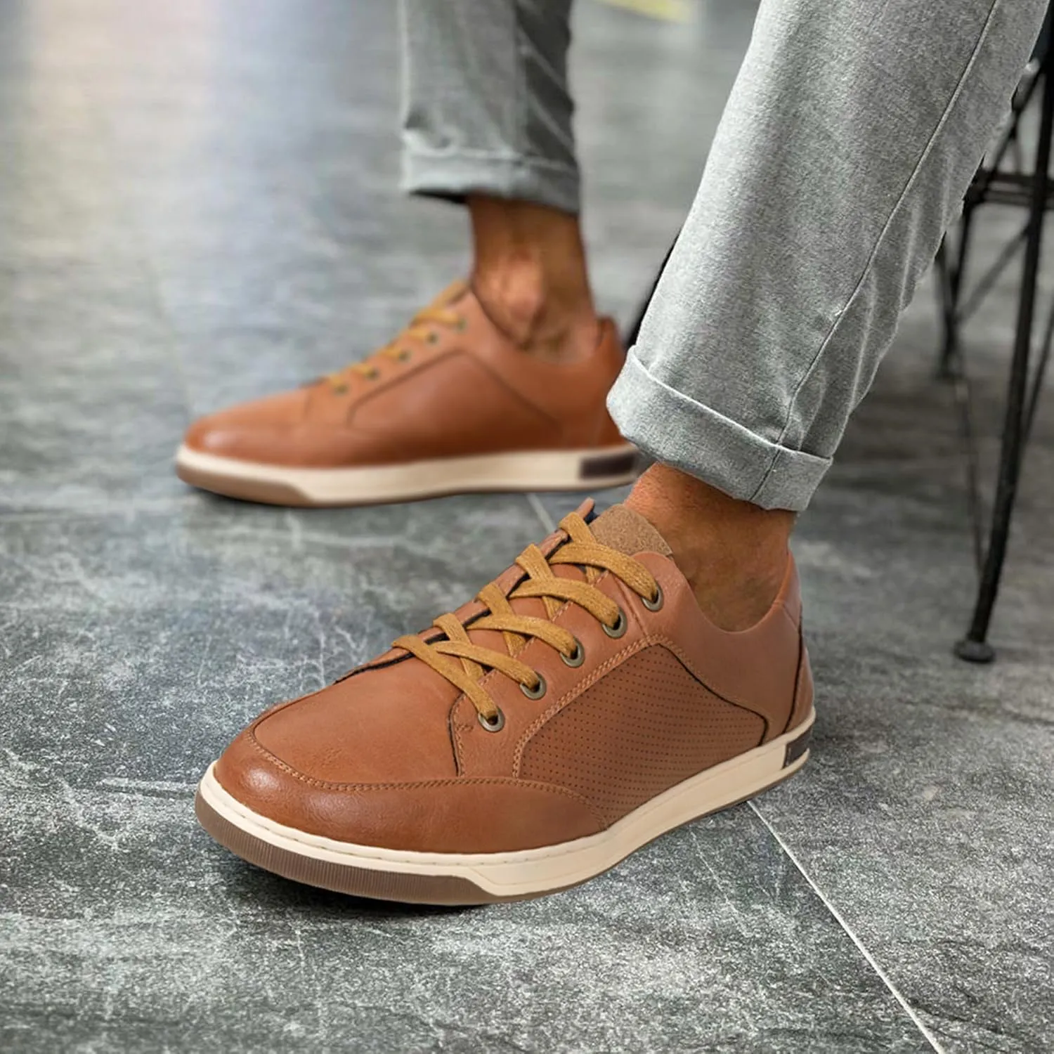 Jousen Men's Fashion Sneakers Classic Retro Casual Shoes for Men Breathable Business Dress Sneaker
