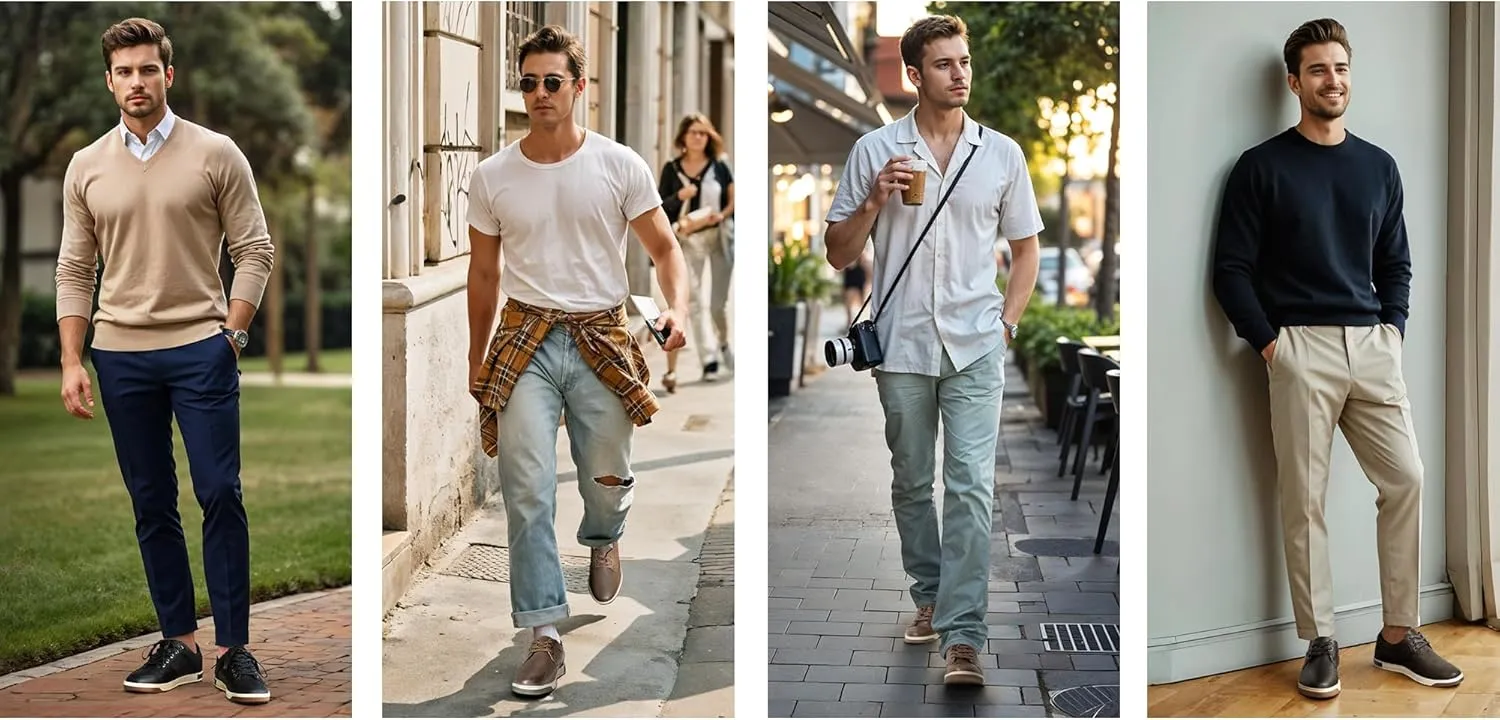 Jousen Men's Fashion Sneakers Classic Retro Casual Shoes for Men Breathable Business Dress Sneaker