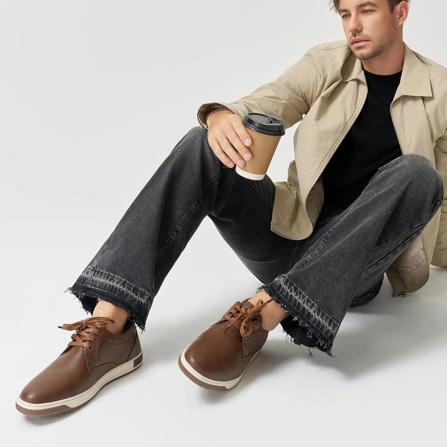Jousen Men's Fashion Sneakers Classic Retro Casual Shoes for Men Breathable Business Dress Sneaker