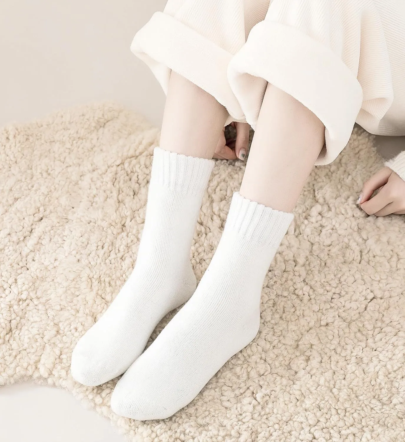 KANAV 7 Pairs Warm Winter Socks for Women Thick Thermal Boot Socks Comfy Slouchy Fuzzy Slipper Socks Cozy Chunky Ankle Socks