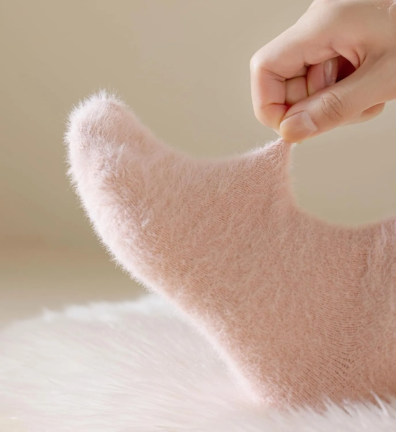KANAV Comfy Fuzzy Socks for Women - Thermal, Fluffy, Warm Winter Thick Crew Socks in 4 Pairs
