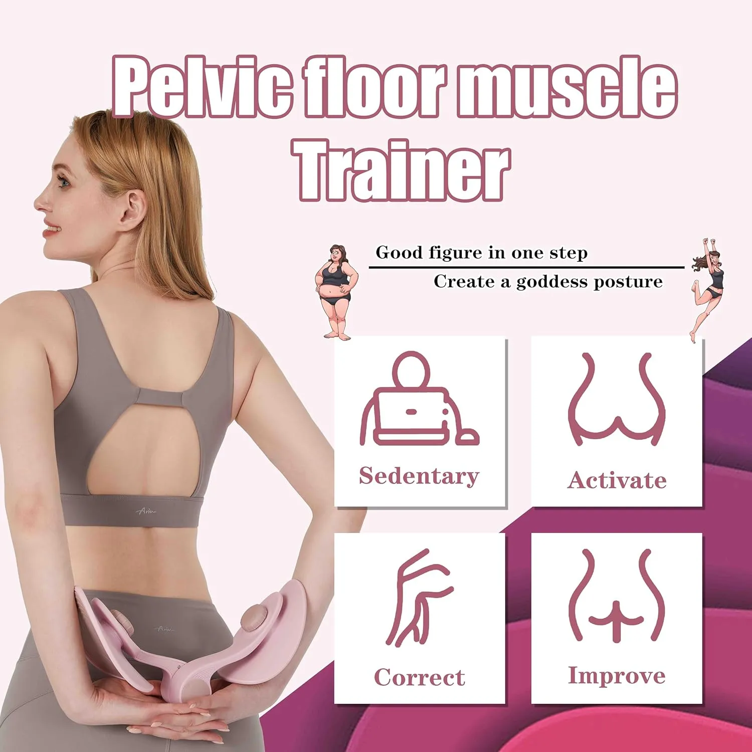 Kegel Sports Products/Female Thigh Master/Thigh Trainer/Pelvic Floor Muscle Trainer/Inner Thigh Toner/Postpartum Rehabilitation Pelvic Floor/Family Fitness Sports Equipment