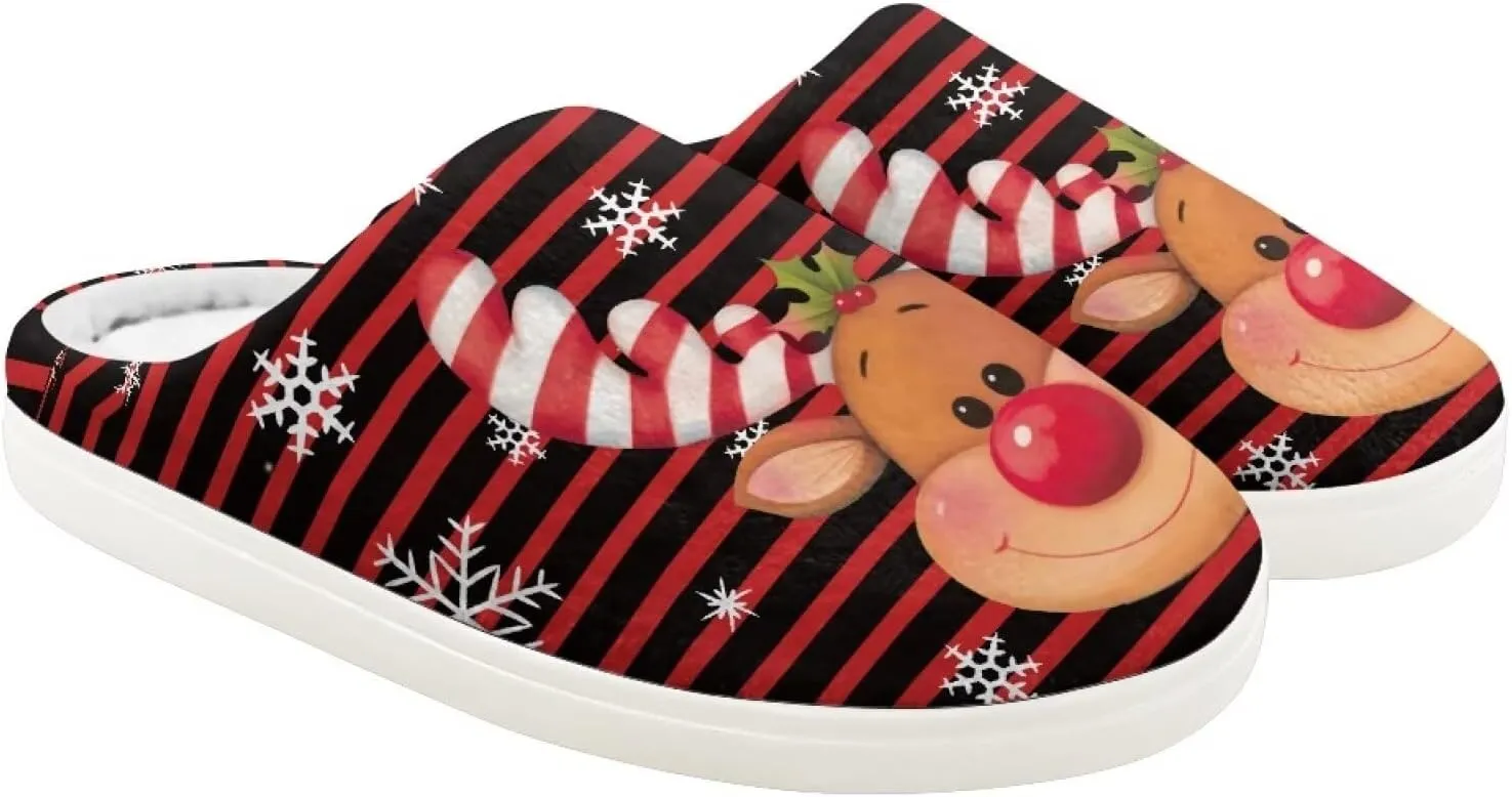 Kids Christmas Plush Slipper Fuzzy Soft Cotton Floral Non-Slip Home Slipper Comfort Winter Outdoor Slipper for Kid