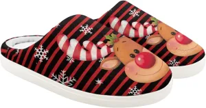 Kids Christmas Plush Slipper Fuzzy Soft Cotton Floral Non-Slip Home Slipper Comfort Winter Outdoor Slipper for Kid