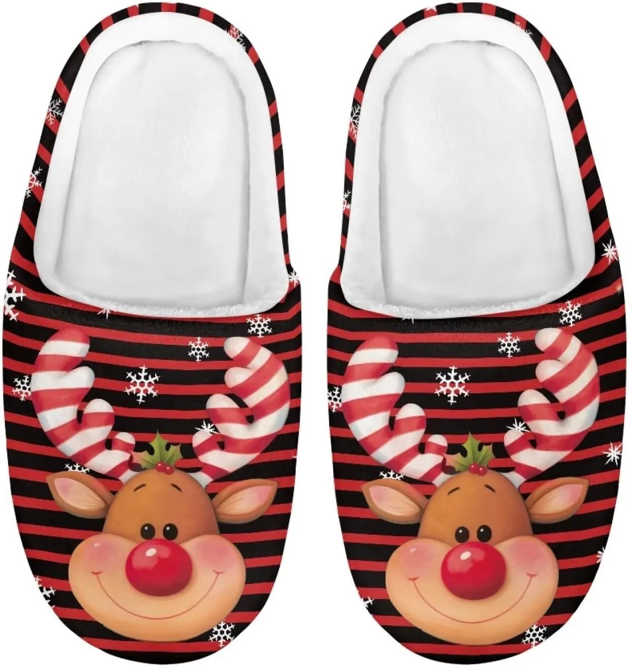 Kids Christmas Plush Slipper Fuzzy Soft Cotton Floral Non-Slip Home Slipper Comfort Winter Outdoor Slipper for Kid