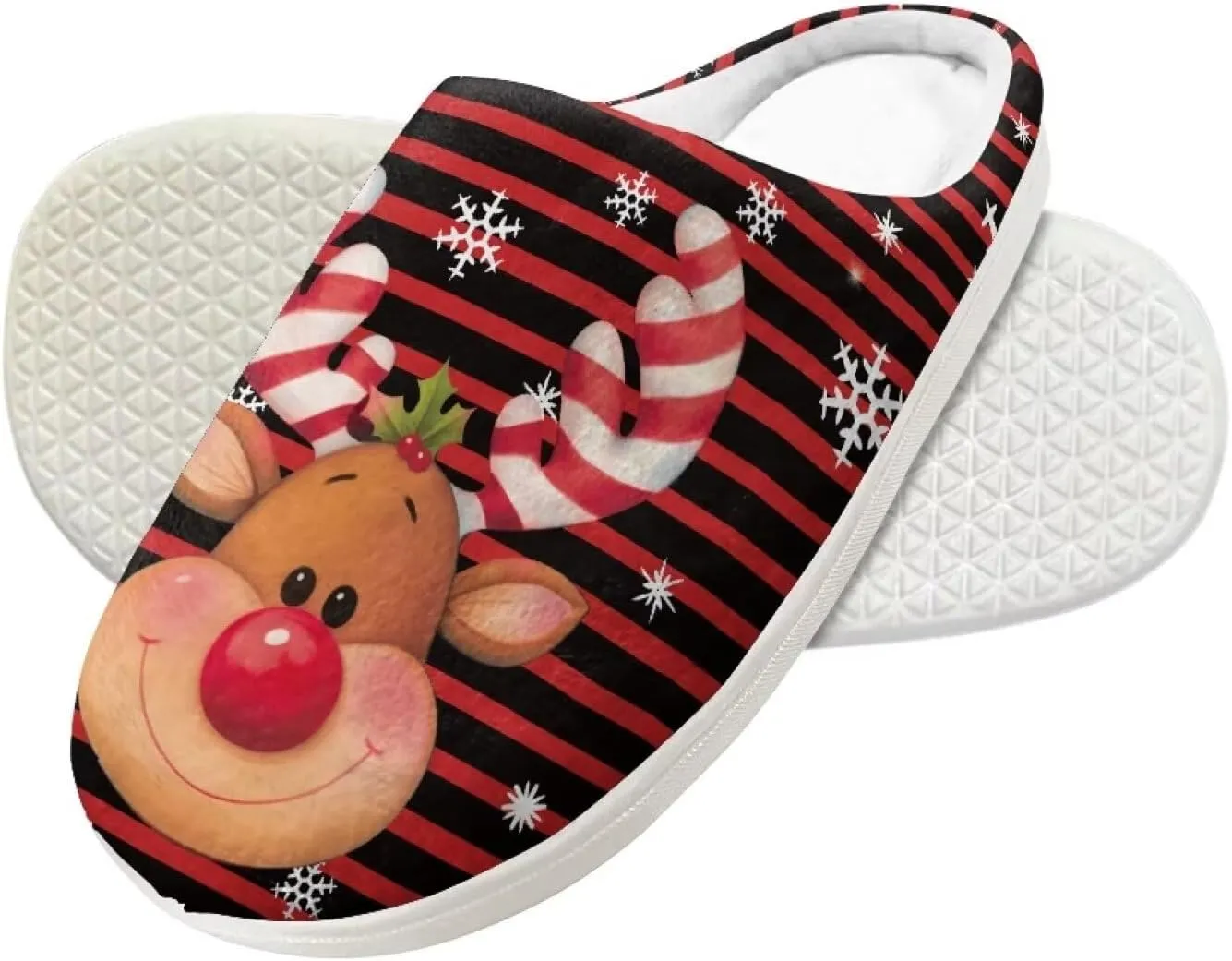 Kids Christmas Plush Slipper Fuzzy Soft Cotton Floral Non-Slip Home Slipper Comfort Winter Outdoor Slipper for Kid