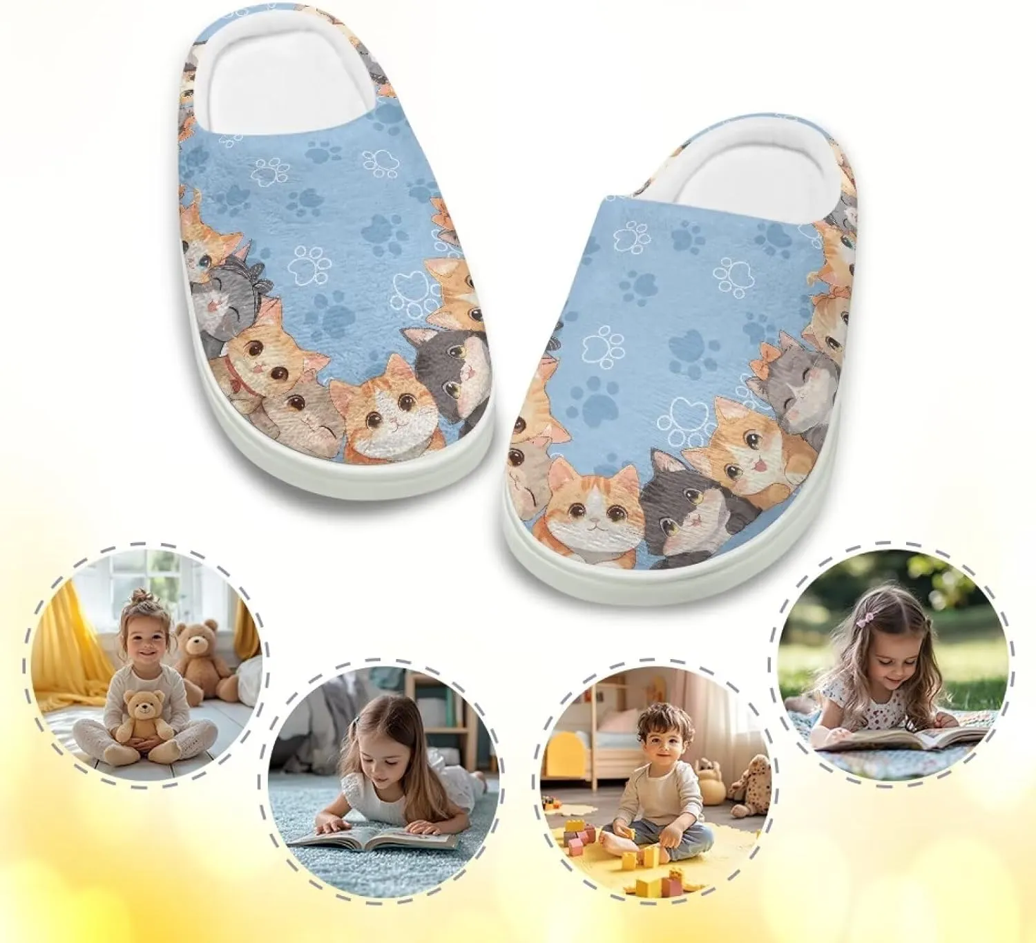 Kids Fluffy Slippers Girls Boys House Slippers Bedroom Non Slip Home Slippers Size 9-15