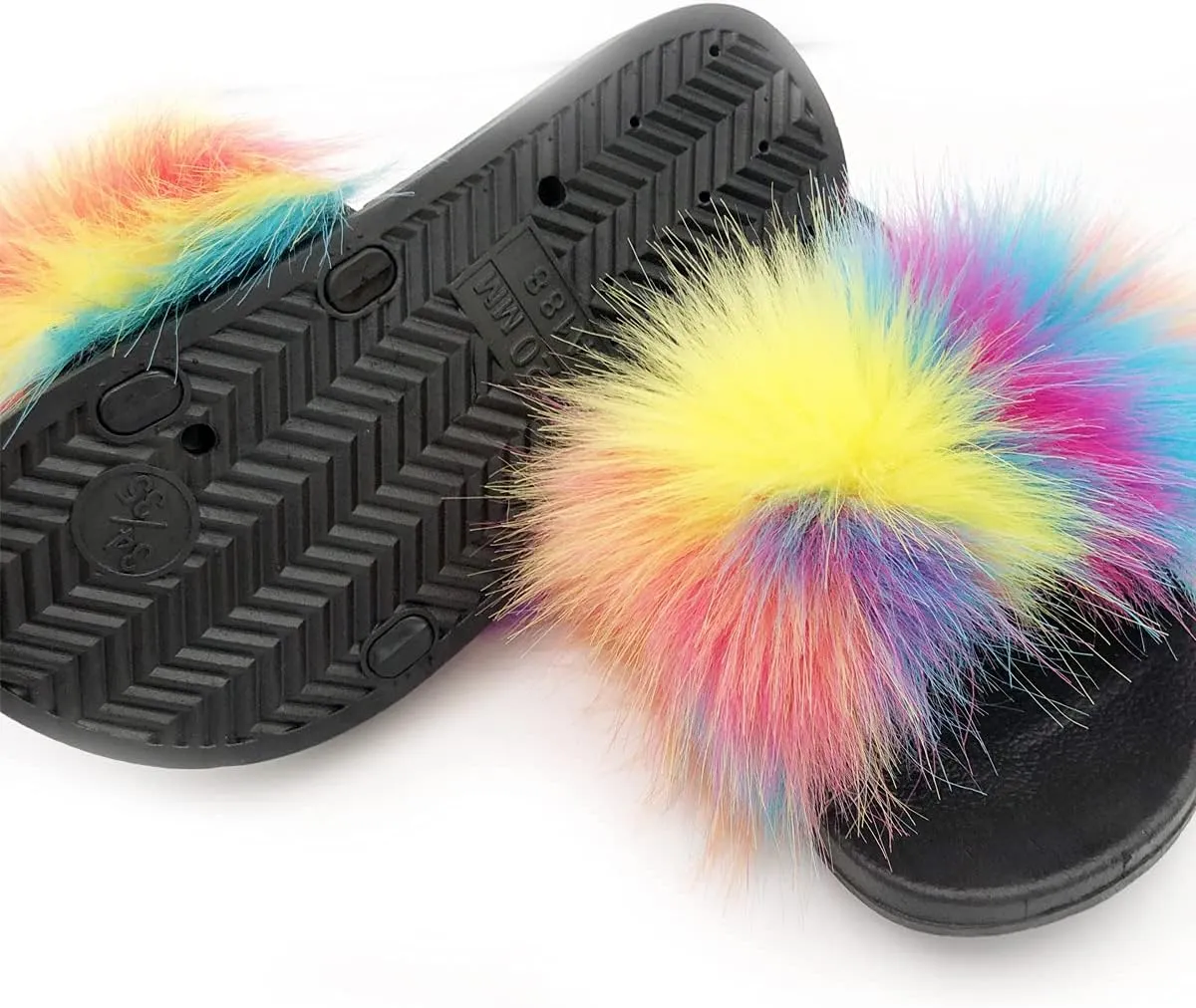 Kids Soft Artificial fur Sandals Slides Comfy Lightweight Furry Cute House Slippers for Girls