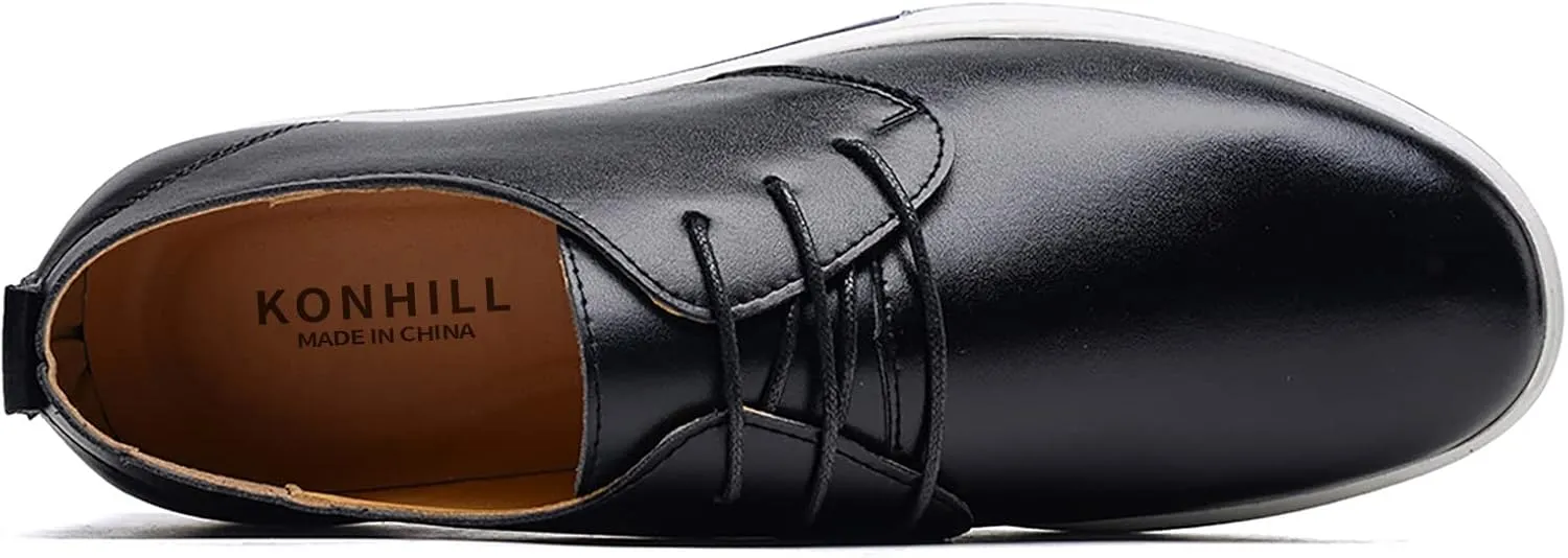 konhill Men's Casual Oxford Shoes - Breathable Dress Shoes Loafers Lace-up Flat Sneakers