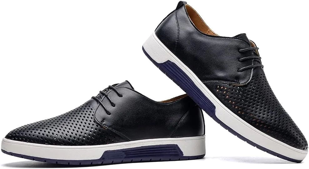 konhill Men's Casual Oxford Shoes - Breathable Dress Shoes Loafers Lace-up Flat Sneakers