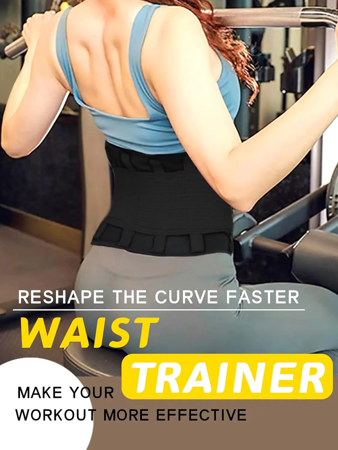 KOOCHY Waist Trainer for Women - Waist Trimmer Back Support Belt Sweat Wrap for Weight Loss Workout Fitness Gym Sport