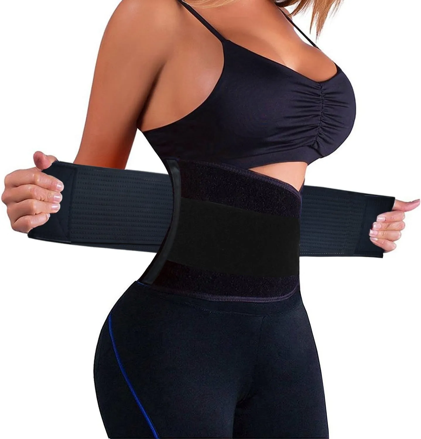 KOOCHY Waist Trainer for Women - Waist Trimmer Back Support Belt Sweat Wrap for Weight Loss Workout Fitness Gym Sport