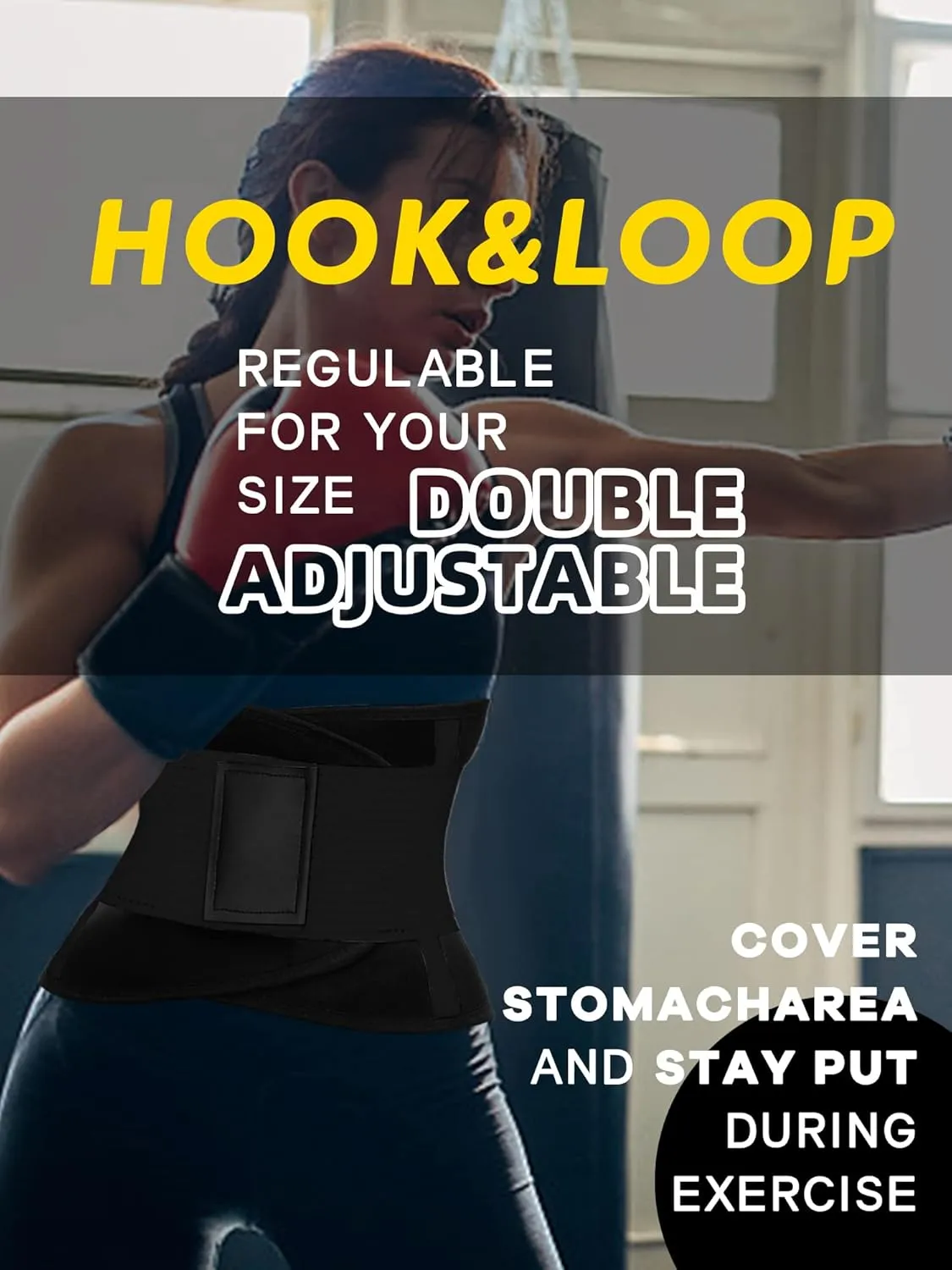 KOOCHY Waist Trainer for Women - Waist Trimmer Back Support Belt Sweat Wrap for Weight Loss Workout Fitness Gym Sport