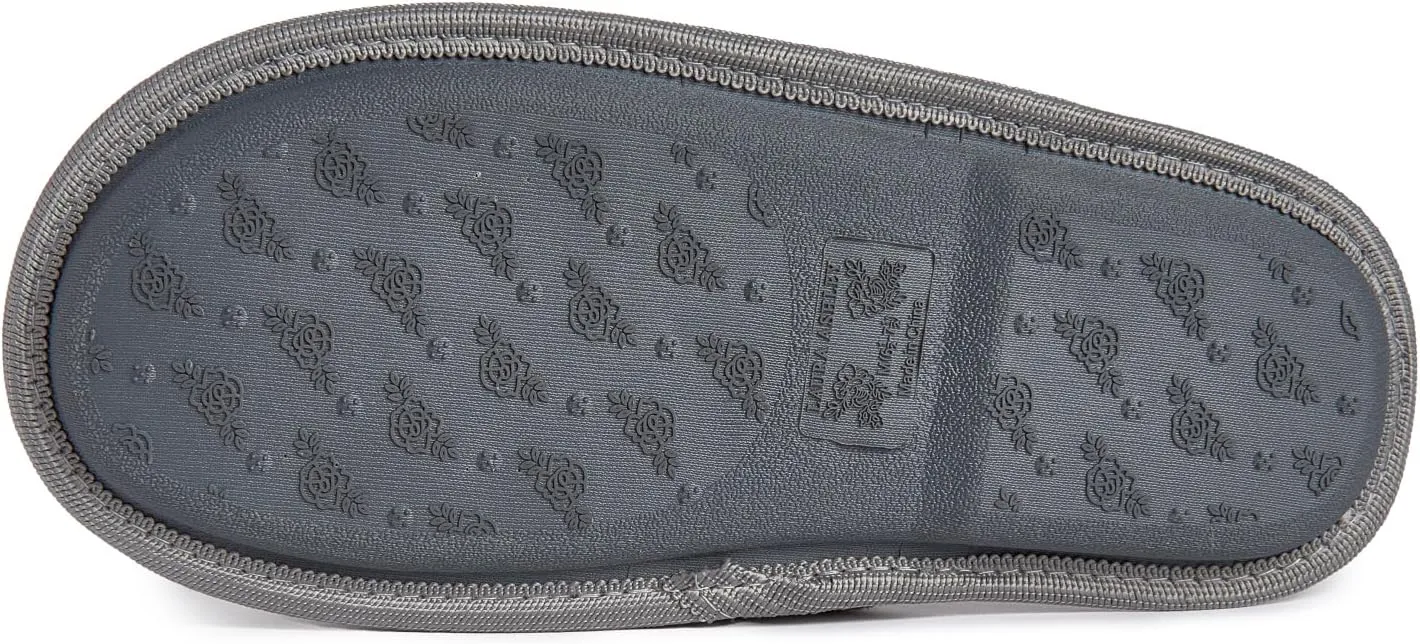 Laura Ashley Soft Terry Knot Scuff Slippers for Women - Comfy Non Slip Closed Toe Bedroom Slipper - Cozy Slide On Womens House Slippers