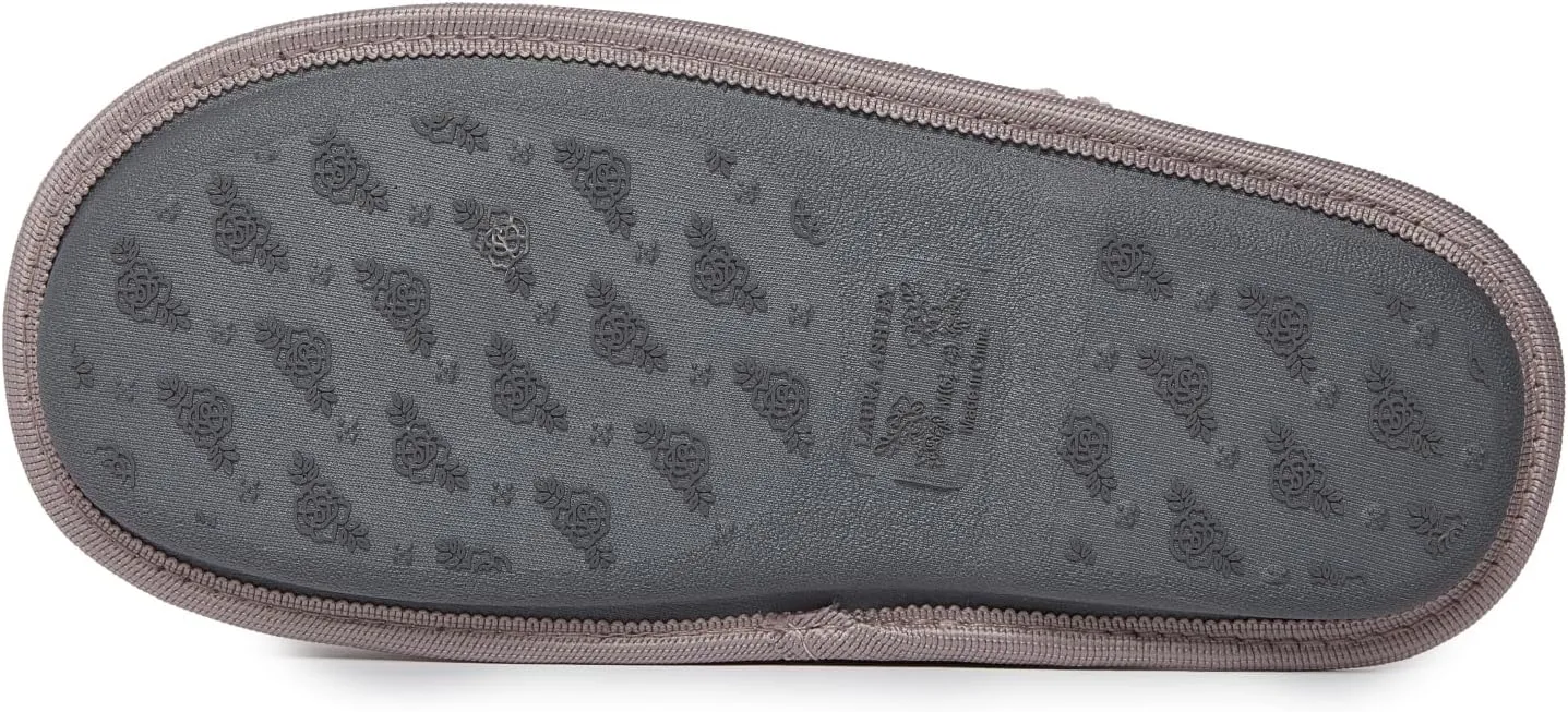 Laura Ashley Womens Plush Memory Foam Scuff Slippers, Fluffy Warm Micro Terry House Shoes, Comfy Slip On Bedroom Slipper