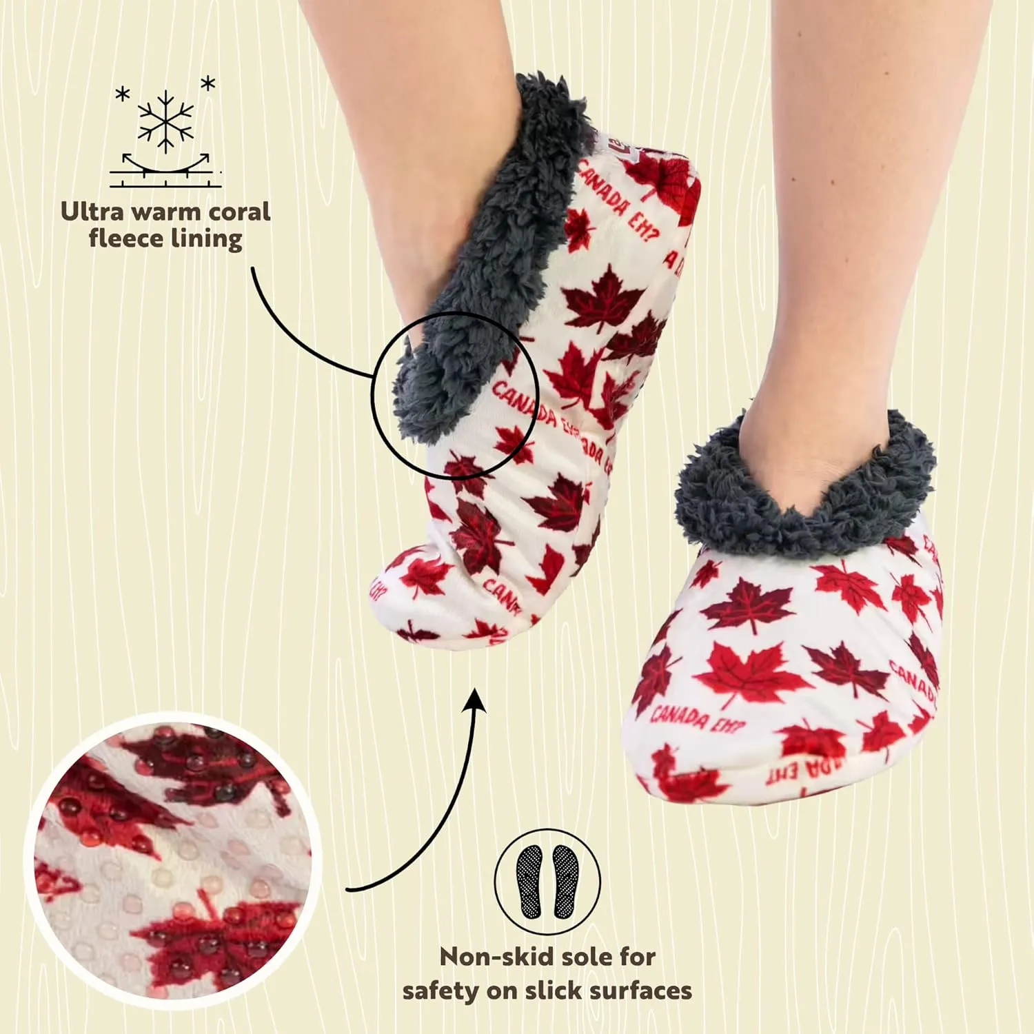 Lazy One Fuzzy Feet Slipper Socks for Women, Cute Fleece-Lined House Slippers, Non-Skid Slipper Socks