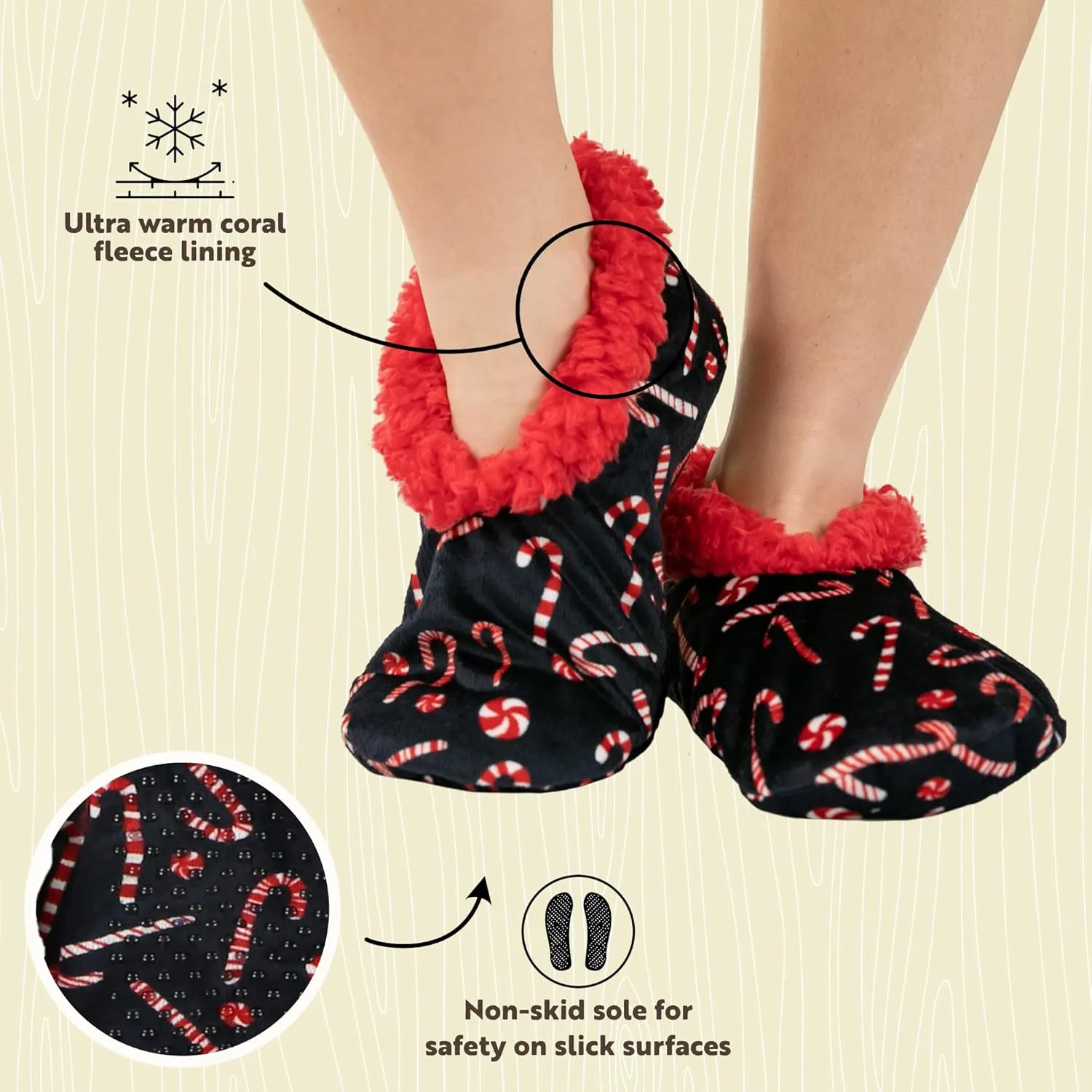 Lazy One Fuzzy Feet Slippers for Women, Cute Fleece-Lined House Slippers, Cute Slipper Socks