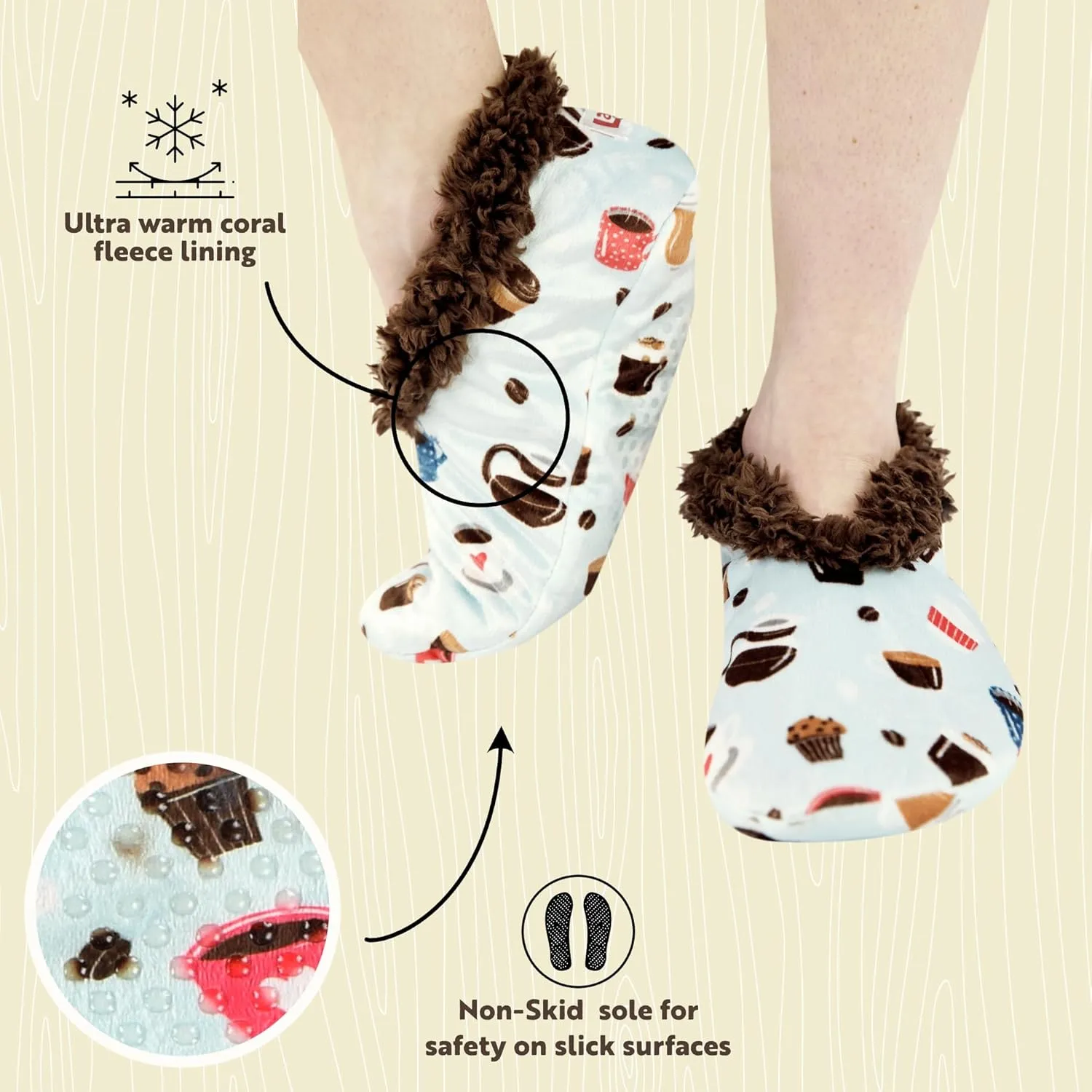 Lazy One Fuzzy Feet Slippers for Women, Cute Fleece-Lined House Slippers, Cute Slipper Socks