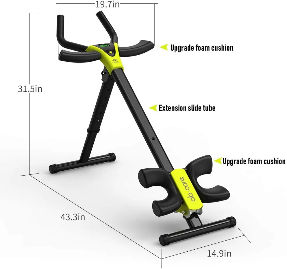 leikefitness Height Adjustable Ab Trainer Abdominal Whole Body Workout Machine Waist Cruncher Core Toner Leg Thighs Buttocks Shaper with LCD Monitor AB9380