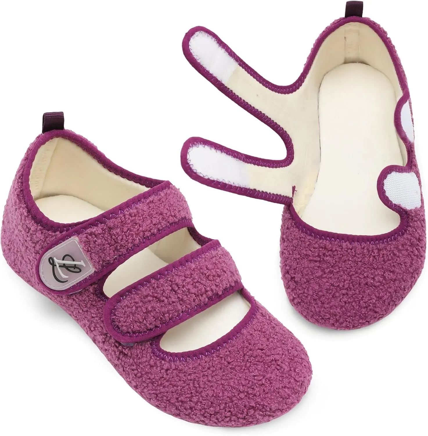 LeIsfIt Womens Slippers Adjustable Diabetic Slippers Wide Soft Arthritis Edema House Shoes Warm Fuzzy Slipper Socks with Rubber Sole