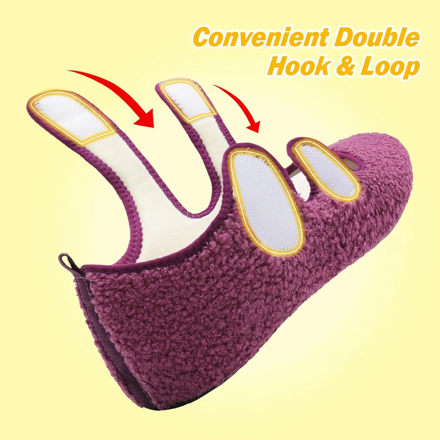 LeIsfIt Womens Slippers Adjustable Diabetic Slippers Wide Soft Arthritis Edema House Shoes Warm Fuzzy Slipper Socks with Rubber Sole