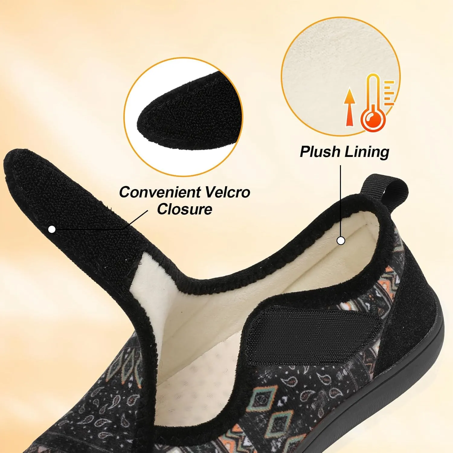 LeIsfIt Womens Slippers Wide Diabetic Shoes Adjustable Arthritis Edema House Shoes Indoor Outdoor Slippers