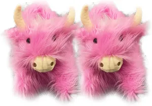 LELEBEAR Highland Cow Plush Scottish Cow Slippers, Soft Warm Animal Home Indoor Slippers