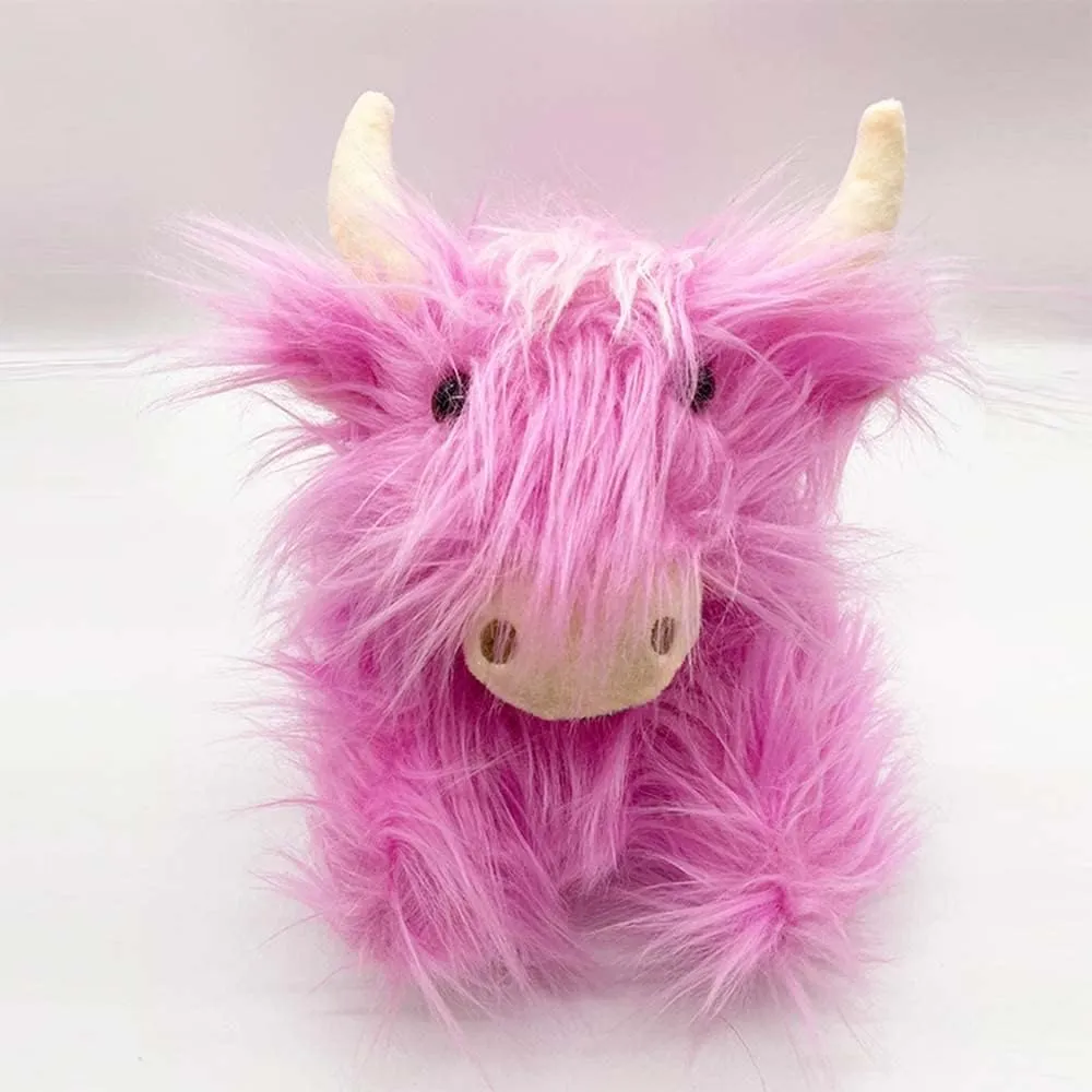 LELEBEAR Highland Cow Plush Scottish Cow Slippers, Soft Warm Animal Home Indoor Slippers