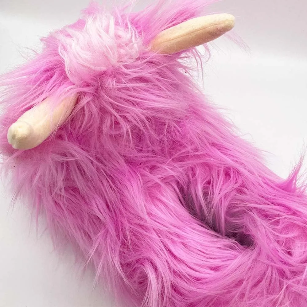 LELEBEAR Highland Cow Plush Scottish Cow Slippers, Soft Warm Animal Home Indoor Slippers