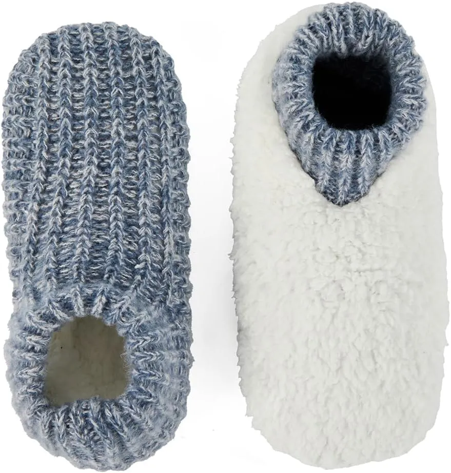 LEMZONE Men's Cozy Slipper Socks Non Slip Winter Warm Indoor Soft Sole Sock Shoes with Sherpa Lining