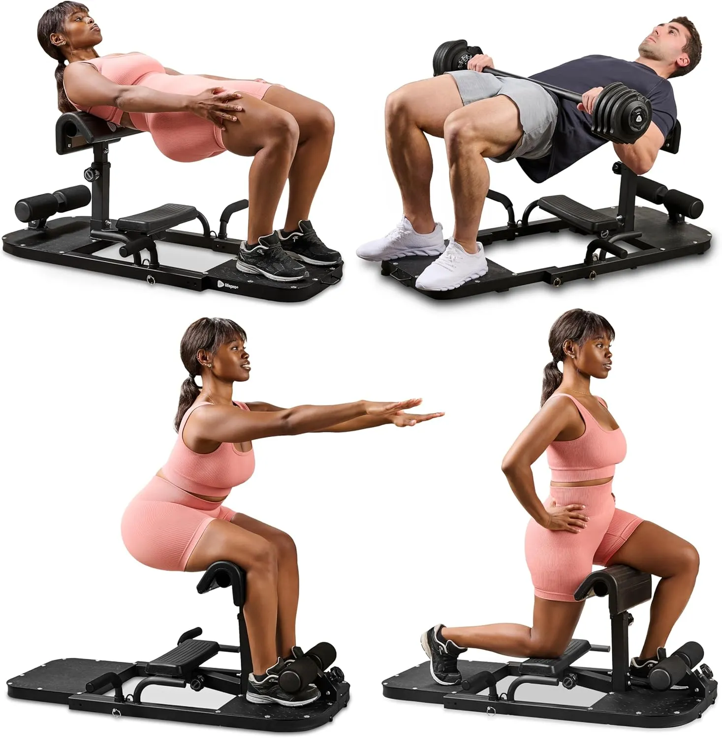 Lifepro Hip Thrust Machine – Foldable Glute Bench Hip Thrust Platform – Booty Trainer for Women & Men – Glute Workout Equipment, Sissy Squat Machine Home Gym, Glute Builder Bench