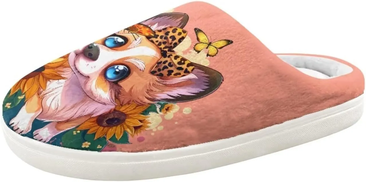 Little Girls Slippers Indoor Comfort Cute Pattern Size 9-15 White