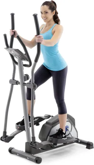 Marcy Magnetic Elliptical Trainer Cardio Workout Machine with Transport Wheels NS-40501E