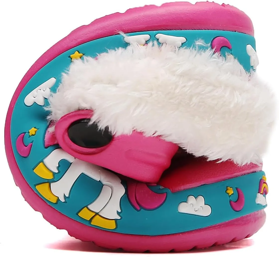 Meidiastra Kids Fur Lined Clogs Shoes Slip On Garden Shoes Non Slip House Home Slippers for Boys Girls
