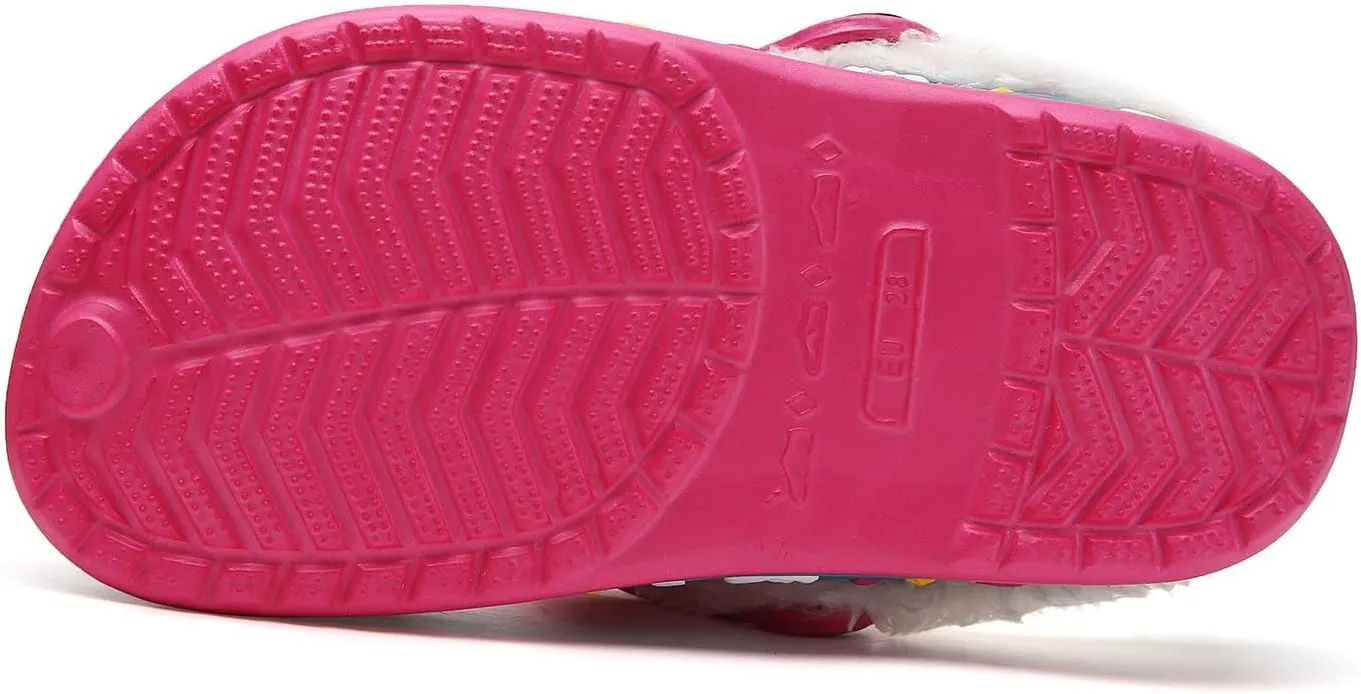 Meidiastra Kids Fur Lined Clogs Shoes Slip On Garden Shoes Non Slip House Home Slippers for Boys Girls