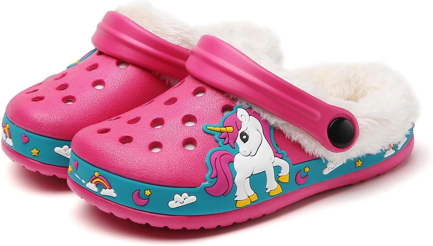 Meidiastra Kids Fur Lined Clogs Shoes Slip On Garden Shoes Non Slip House Home Slippers for Boys Girls
