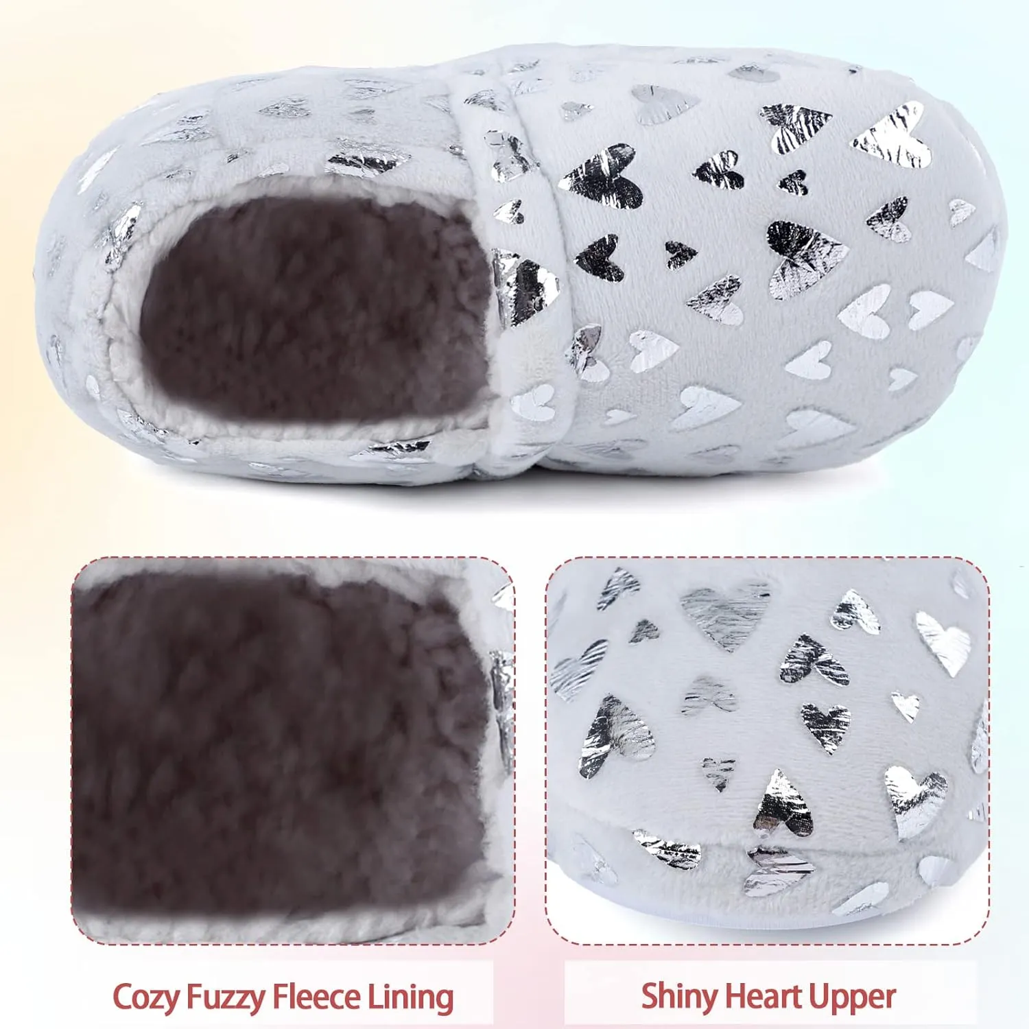 MEJORMEN Girls Mermaid House Slippers Cozy Plush Anti-Skid Indoor Outdoor House Shoes Glitter Bedroom Slippers for Toddler Kid