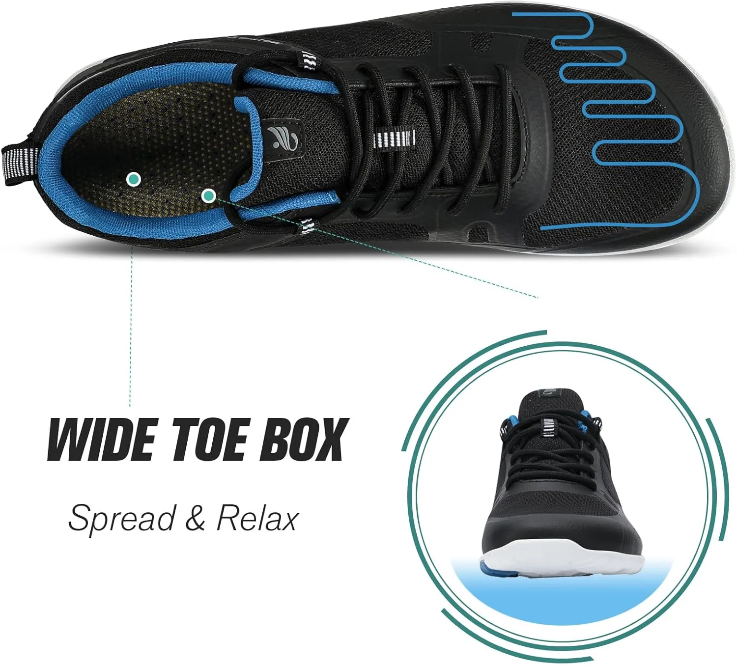 Men's Hike Barefoot Shoes | Wide Toe Box Minimalist Shoes for Gym Workout | Grounded Footwear Cross-Trainer Athletic Sneakers