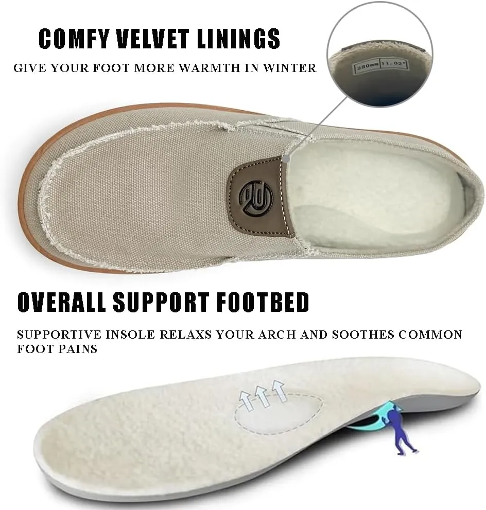 Men's Slip-on Shoes Wide Loafers Casual Winter Fuzzy Comfy Warm Slippers Walking Driving Shoes