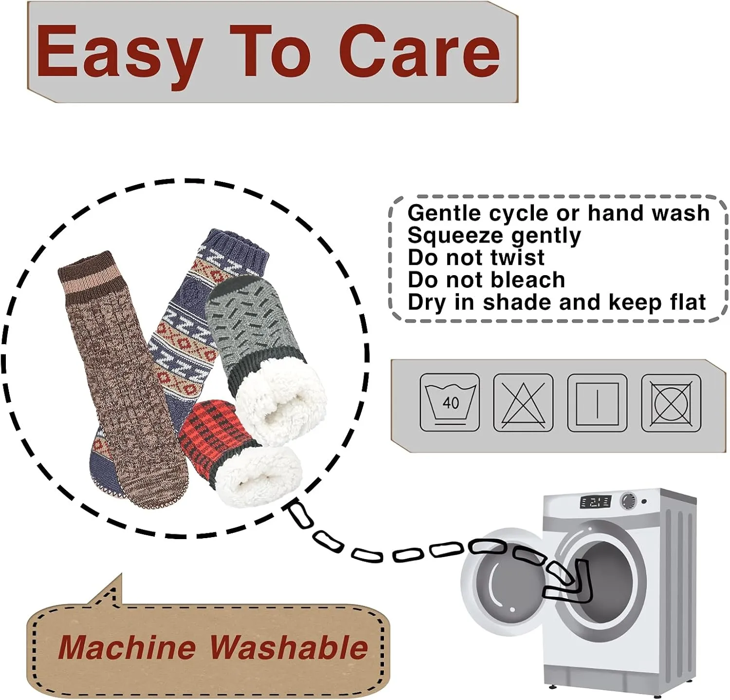 Men's Slipper Socks, Winter Cable Knit Non-Skid Warm Slipper Socks, Cozy Soft Indoor Socks with Fluffy Sherpa Lined