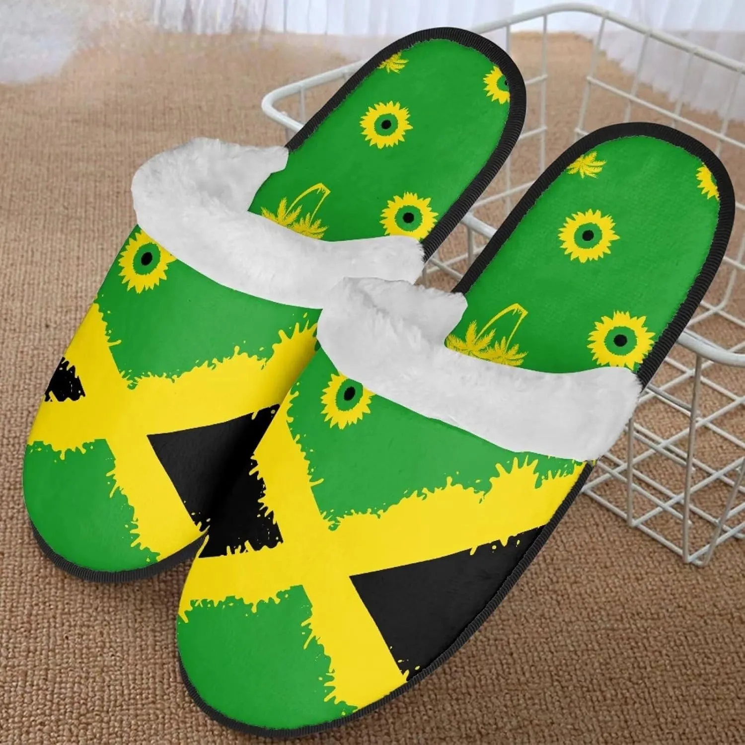 Men'S Slippers Warm Fuzzy Comfy House Shoes Comfortable Spacious Elastic Soft Winter Breathable Warm Plush Flat Slides for Travel US XS-XL Black Sole