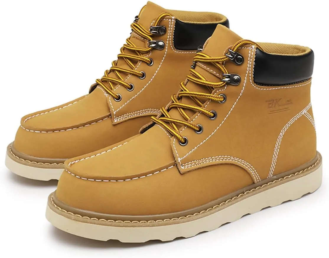 MENS Work Boot High-tops Slip Resistant Protective Leather Shoes Outdoor Sports Fluffing Warm Shoes In Winter Cotton-padded Shose.