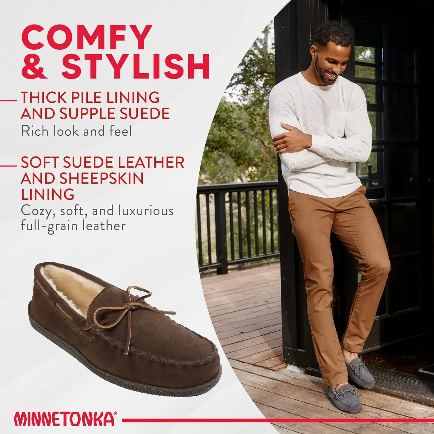 Minnetonka Men's Pile Lined Hardsole Slipper